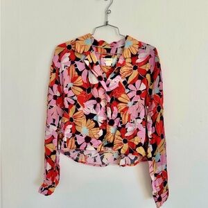 Maeve Anthro Floral Women's button crop